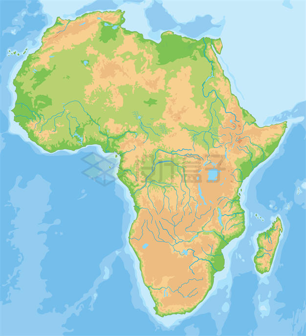 等高线非洲大陆地形地图带海洋等深线4544862矢量图片免抠素材 科学地理-第1张