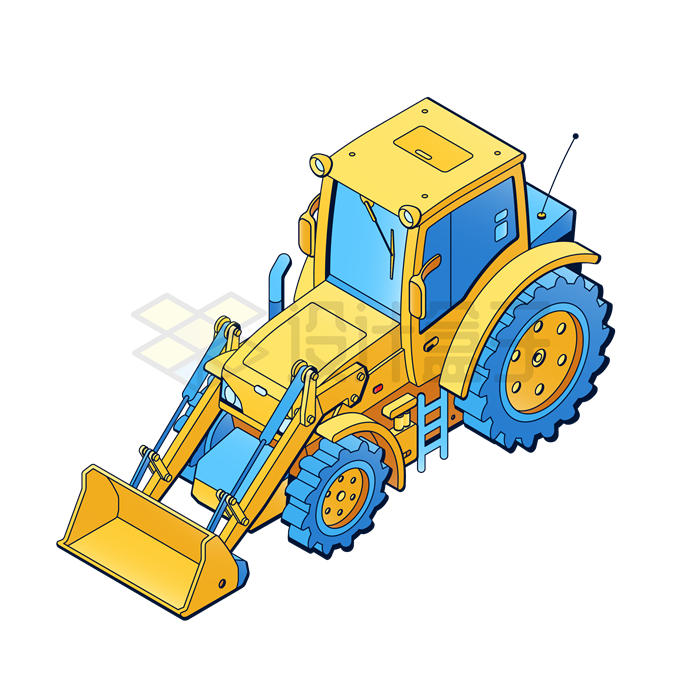 2.5D风格黄色推土机铲车3619955矢量图片免抠素材 工业农业-第1张