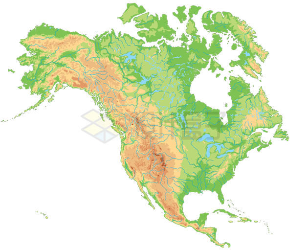 等高线北美洲地形地图3623217矢量图片免抠素材 科学地理-第1张