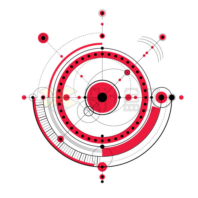 科技风格红色圆环装饰图案2876509矢量图片免抠素材 装饰素材-第1张