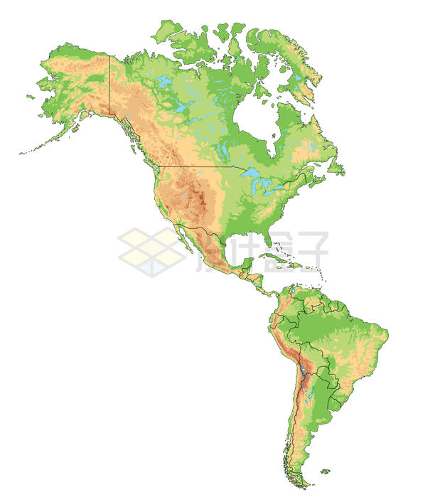 等高线南北美洲地形图行政区划地图2507991矢量图片免抠素材 科学地理-第1张