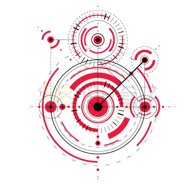 科技风格红色圆环装饰图案5120739矢量图片免抠素材 装饰素材-第1张