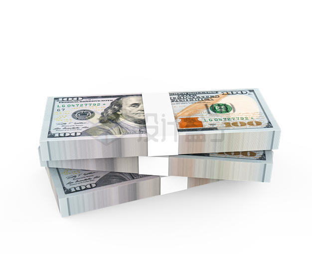 三沓100美元钞票3D模型8795328PSD免抠图片素材 金融理财-第1张