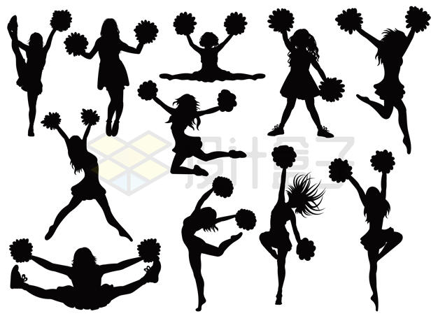 各种啦啦队女孩跳舞的女孩人物剪影7682098矢量图片免抠素材 人物素材-第1张