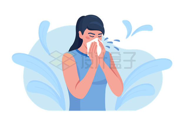 鼻炎感冒擦鼻涕的女孩4846624EPS矢量图片免抠素材 健康医疗-第1张