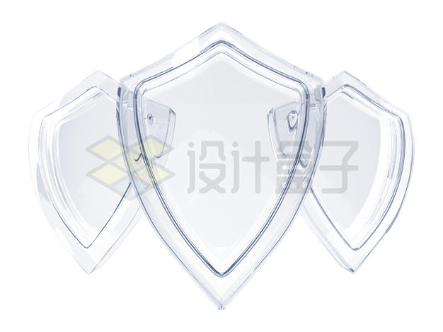 3个半透明的玻璃防护盾牌3D模型8675817PSD免抠图片素材 装饰素材-第1张