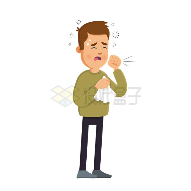 过敏性鼻炎和感冒导致的男人咳嗽2370075EPS矢量图片免抠素材 健康医疗-第1张