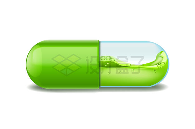 绿色胶囊药丸中的绿色液体8360539矢量图片免抠素材 健康医疗-第1张