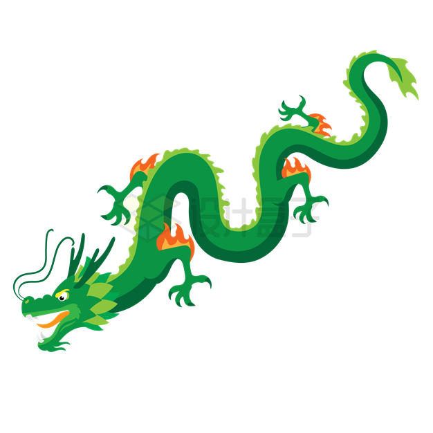 一条绿色的青龙中国龙2966495矢量图片免抠素材 节日素材-第1张