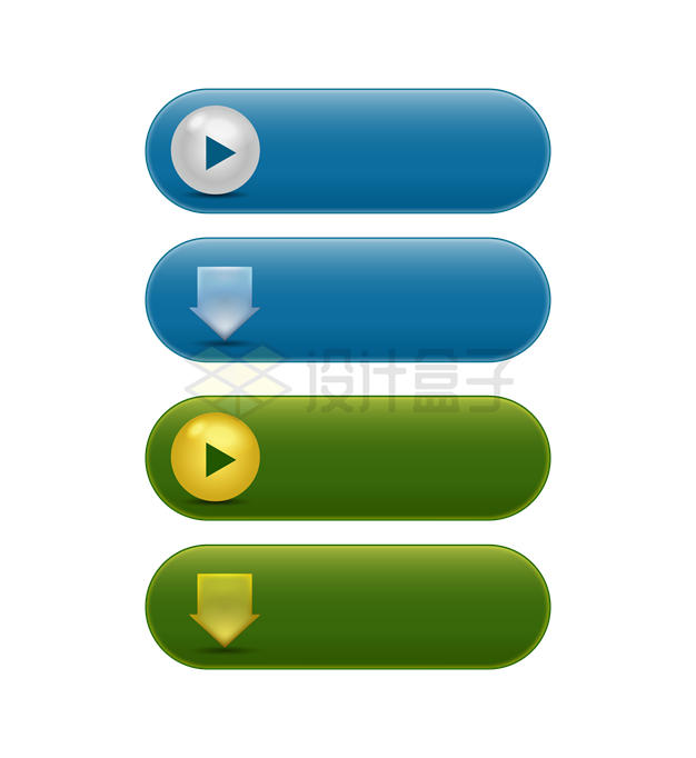 蓝色和绿色圆角按钮文本框标题框7697493矢量图片免抠素材 按钮元素-第1张