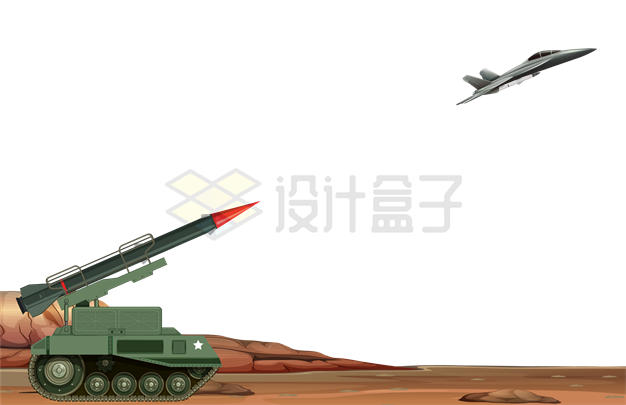 履带式防空导弹瞄准战斗机3777678矢量图片免抠素材 军事科幻-第1张