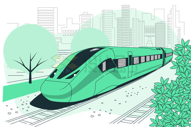 行驶中的高铁列车插画5752388矢量图片免抠素材 交通运输-第1张