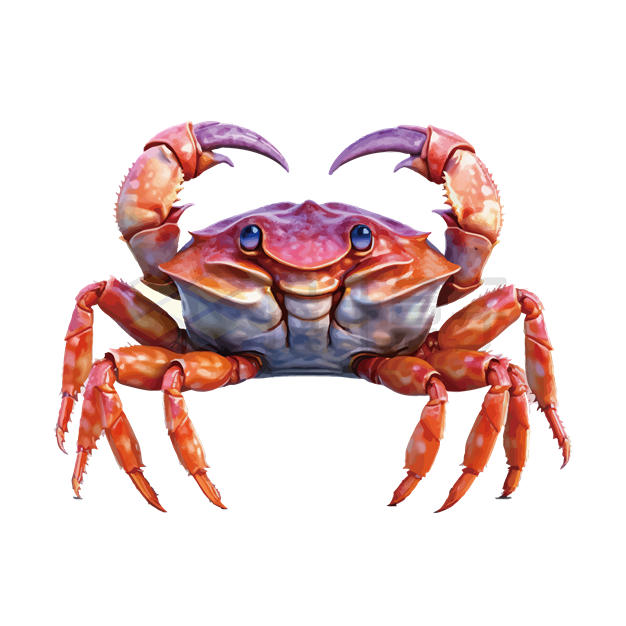 红色的卡通螃蟹正面图6817865矢量图片免抠素材 生物自然-第1张