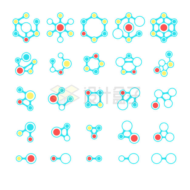 25款彩色线条分子结构示意图5818710矢量图片免抠素材 科学地理-第1张