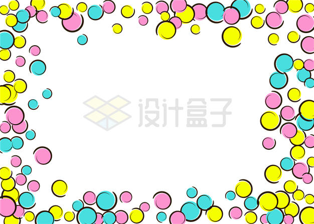 手绘风格彩色气泡组成的边框6620409矢量图片免抠素材 漂浮元素-第1张
