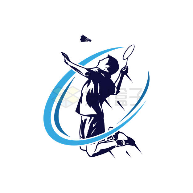 羽毛球人物剪影logo设计图案9060205矢量图片免抠素材 休闲娱乐-第1张