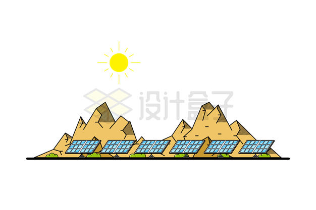 卡通风格太阳能电池板阵列插画6355868矢量图片免抠素材 工业农业-第1张