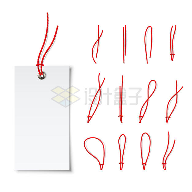 标签纸上的12款红绳2991428矢量图片免抠素材 装饰素材-第1张