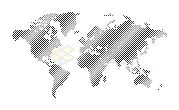 斜线条组成的世界地图图案8657252矢量图片免抠素材 科学地理-第1张