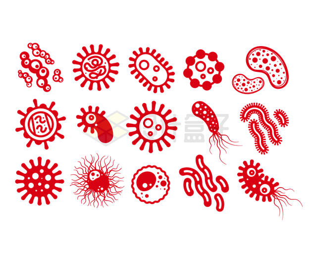 15款红色卡通病毒图案1910316矢量图片免抠素材 科学地理-第1张