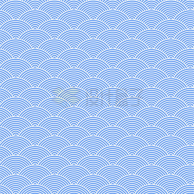 蓝色中国风波浪图案背景装饰1225615矢量图片免抠素材 边框纹理-第1张