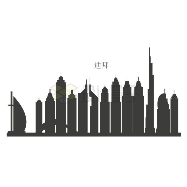 迪拜地标建筑高楼大厦建筑物剪影1352753矢量图片免抠素材 建筑装修-第1张