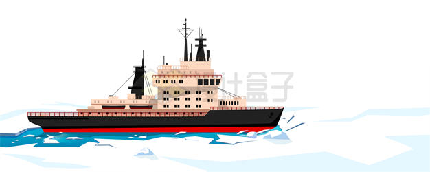 一款破冰船行驶在冰原上4140016矢量图片免抠素材 交通运输-第1张