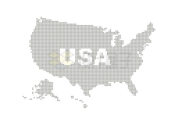 点阵风格的美国地图图案5943110矢量图片免抠素材 科学地理-第1张