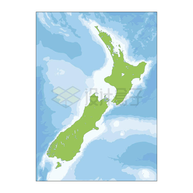 新西兰地图和周边海域地形图6255660矢量图片免抠素材 科学地理-第1张