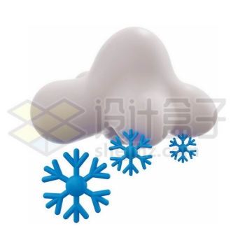 雪花和云朵3D立体风格大雪天气预报3911162PSD免抠图片素材