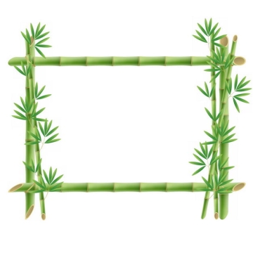 绿色竹竿竹叶竹子组成的边框方框9489755png图片免抠素材