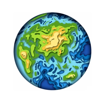 剪纸叠加风格地球模型亚洲视角1368952图片素材