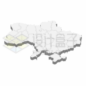带阴影乌克兰行政地图3D地图1424573矢量图片免抠素材