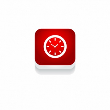 红色时钟钟表时间3D立体圆角图标411536免抠图片素材