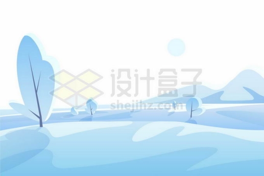 扁平化风格淡蓝色的下雪过后的雪原风景9073818矢量图片免抠素材免费下载