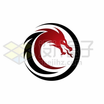 红色黑色中国龙巨龙组成的圆形创意logo设计方案2360961矢量图片免抠素材免费下载