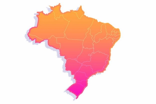 红色渐变色带阴影3D立体巴西地图6747389png图片免抠素材
