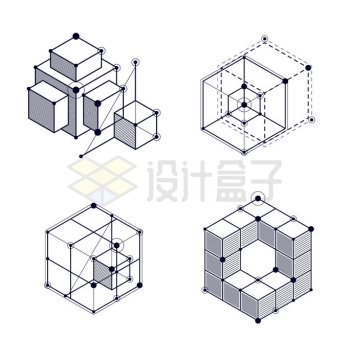 抽象立方体组成的四维空间超立方4790402矢量图片免抠素材