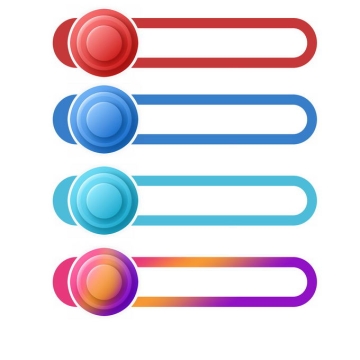 4种颜色的圆形和粗线条组成的圆角按钮9531277免抠图片素材免费下载