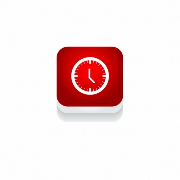 红色时钟钟表时间3D立体圆角图标844937免抠图片素材