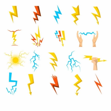 19款各种形状的闪电标志符号图案图片png免抠素材