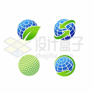 4款蓝色绿色风格地球星球logo设计方案6198461矢量图片免抠素材
