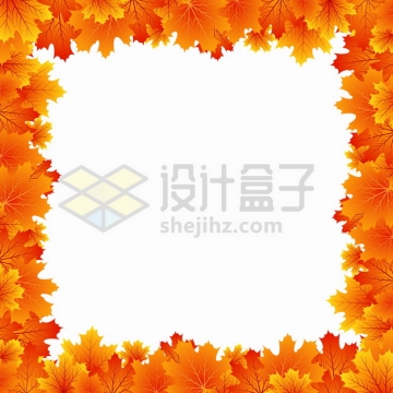 金秋时节秋天火红色的枫叶边框装饰png图片素材