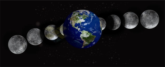 黑暗背景下的地球和月球形成月食月相3621655矢量图片免抠素材