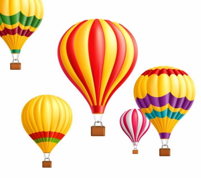 各种飘在半空中的彩色热气球图片png免抠素材