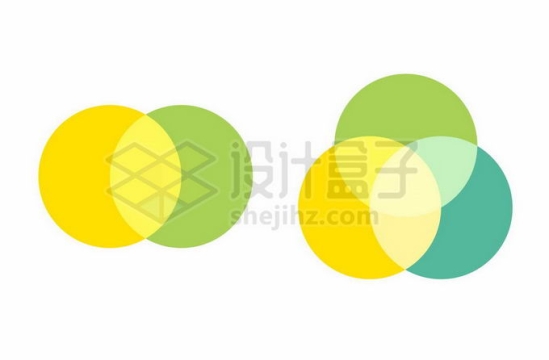 2款黄色绿色维恩图信息集合PPT元素2635580矢量图片免抠素材