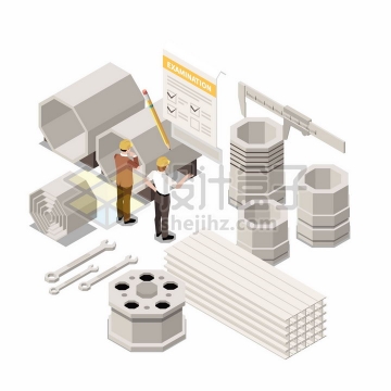 2.5D灰白色水泥制品钢铁结构工业生产png图片素材