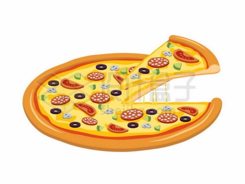 切了一片的披萨美味美食6169356矢量图片免抠素材