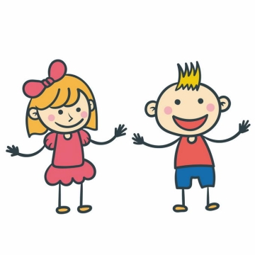 两个手绘卡通小朋友儿童节插画4980590矢量图片免抠素材