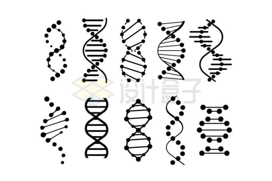 10款黑色DNA脱氧核糖核酸图案6402605矢量图片免抠素材